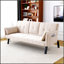 Versatile Cotton Linen Convertible Sofa Bed with Cup Holder and Side Storage for Compact Living Spaces