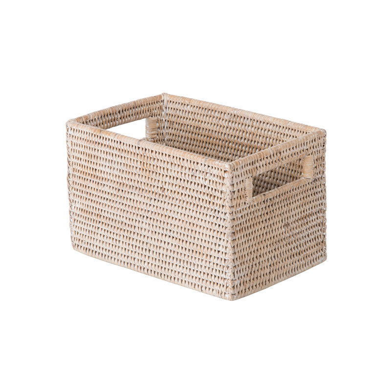 Beachcrest Home™ Everard Rattan Basket, White Wash
