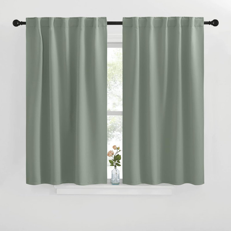 Blackout Curtain Light & Noise Reducing Room Darkening Drapes for Bedroom/Living Room/Kitchen, 2 Pieces, 42" W x 40" L