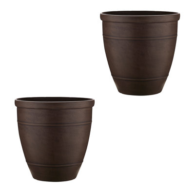 18" Wright Planter, Brownstone Finish, 2-pack