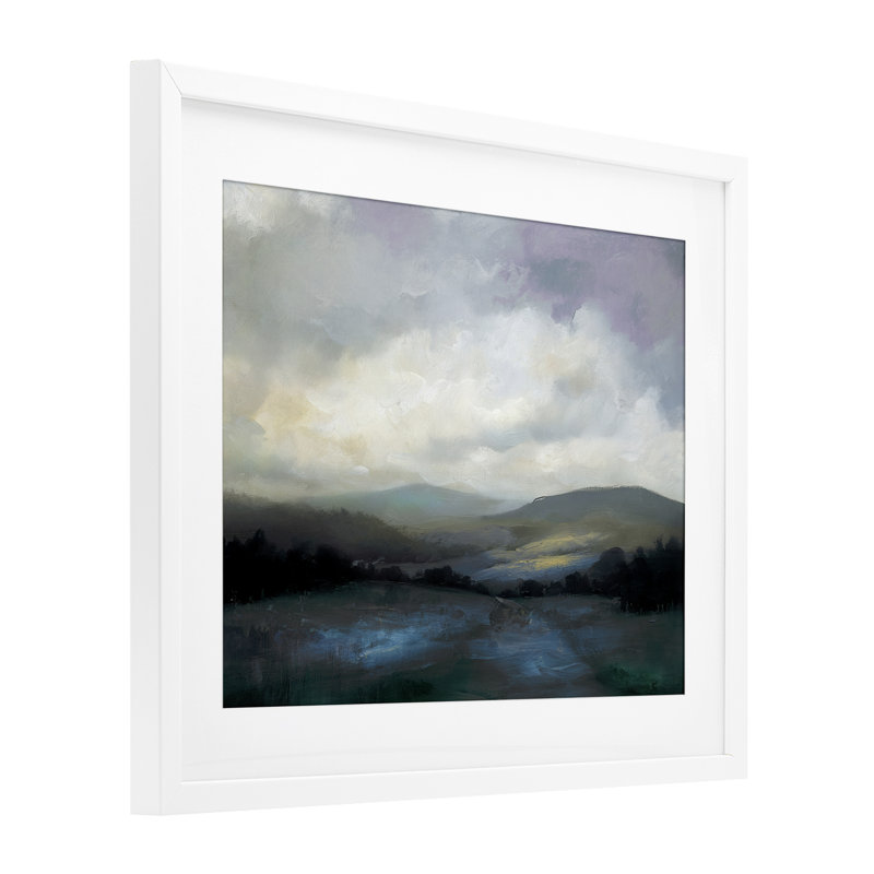 «Refreshed Quiet Mountainscape», reproduction sous verre encadrée, design par Annabelle Hall, H 13 po x l 16 po