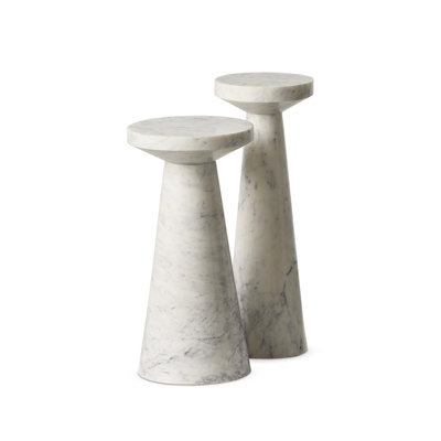 Cen Nesting End Tables-Veined White Marble