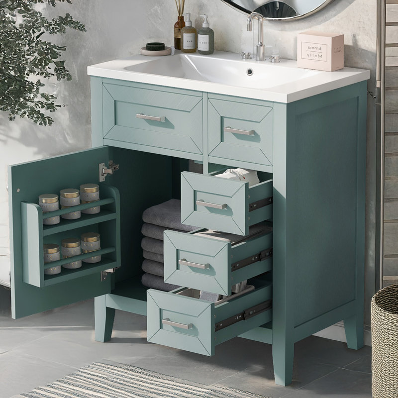 Meuble-lavabo 30 po avec lavabo, Vert