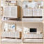Buffet 125,96 "avec portes et tablettes, chêne naturel et blanc, 4 pièces-131498089