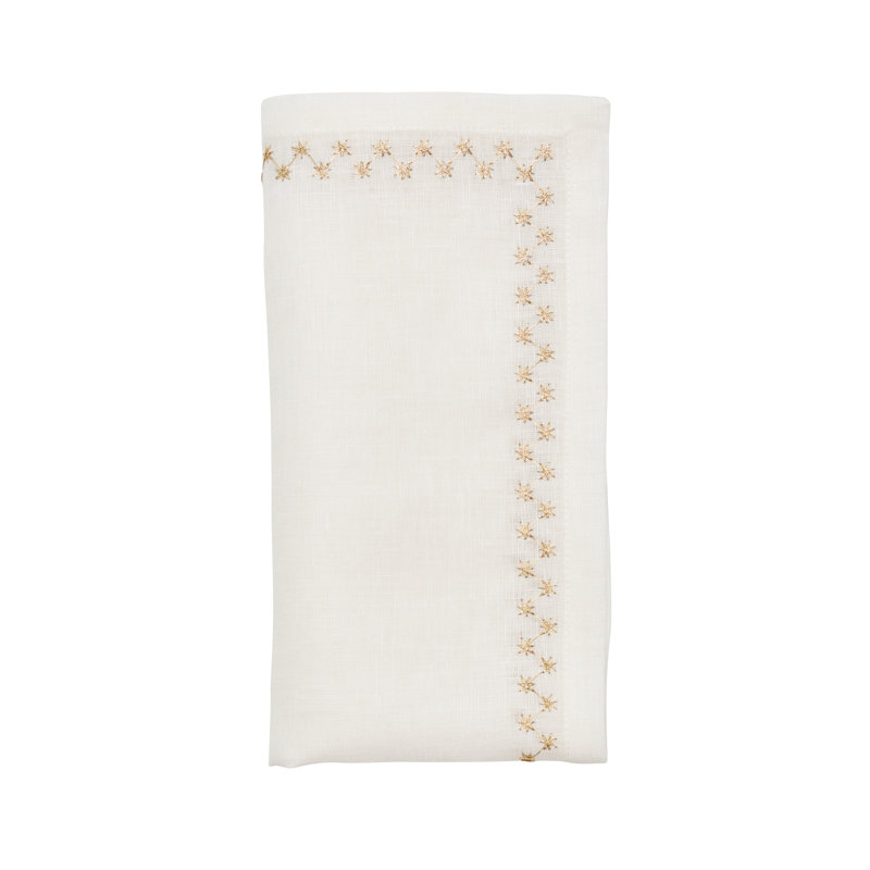 Starry Night Napkin, White/Gold