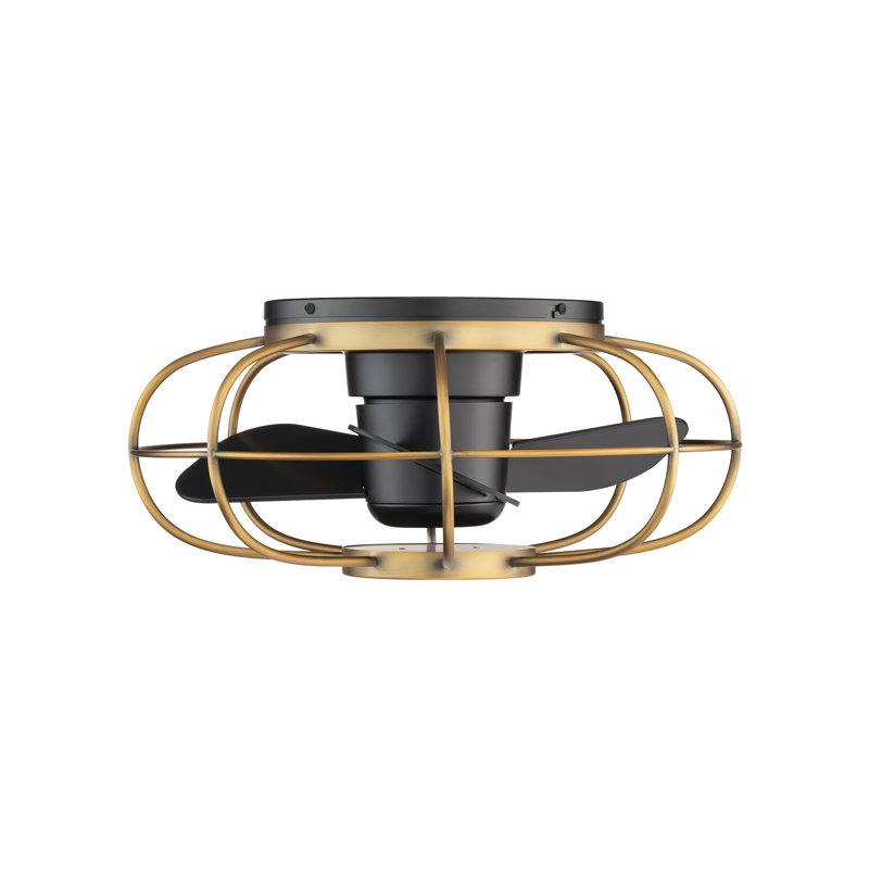 Ventilateur de plafond à cage intelligente 22 pouces à 3 pales avec télécommande et ensemble d'éclairage inclus, Or