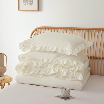 Full Ruffle Shabby Chic Microfiber Comforter Set 2 Shams