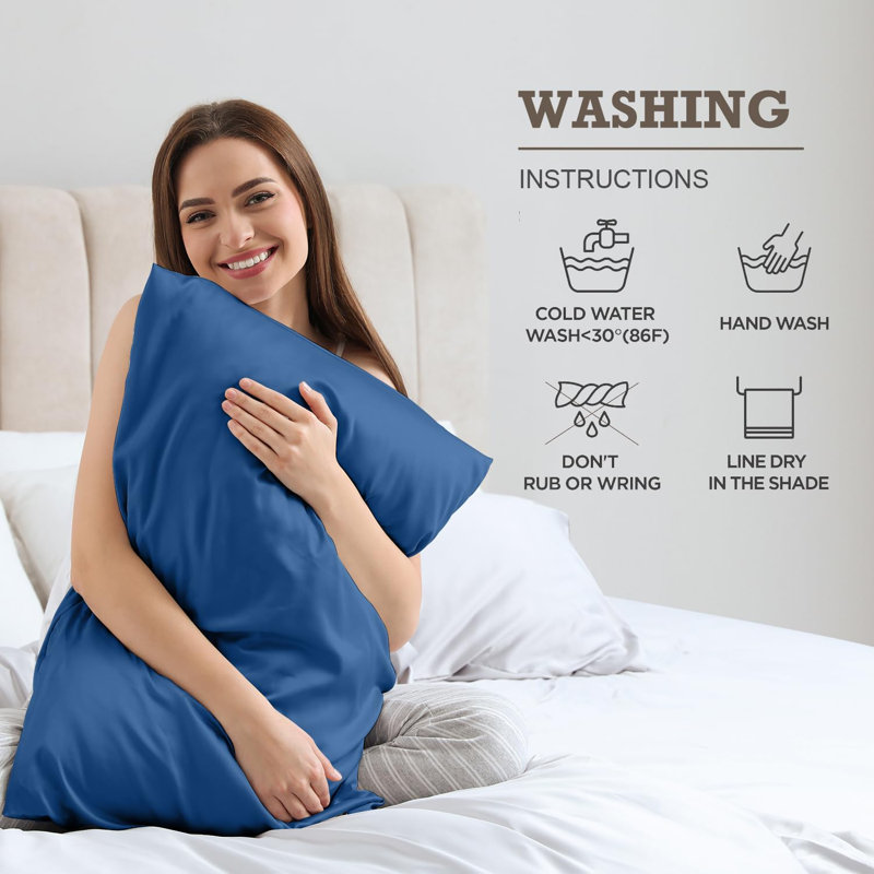 Taies d'oreiller luxueuses en soie avec fermeture à glissière cachée Luxe (ensemble de 2), Taies d'oreiller pour grand lit