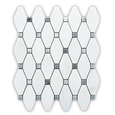 Alps 12" x 12" Marble Octagon and Dot Mosaic Wall & Floor Tile