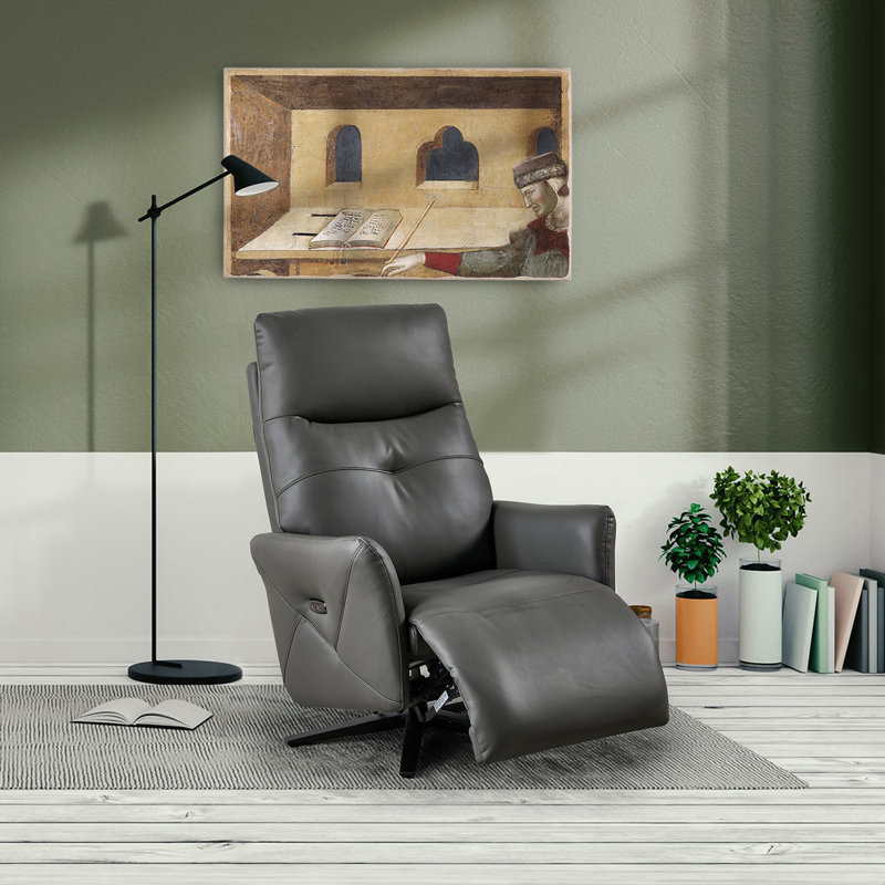 Fauteuil inclinable électrique pivotant en cuir Longin, Similicuir gris foncé