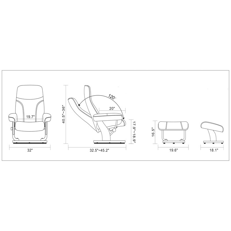 Mélaniee 32" Wide Swivel Recliner with Ottoman, Chocolate Brown Leather Match