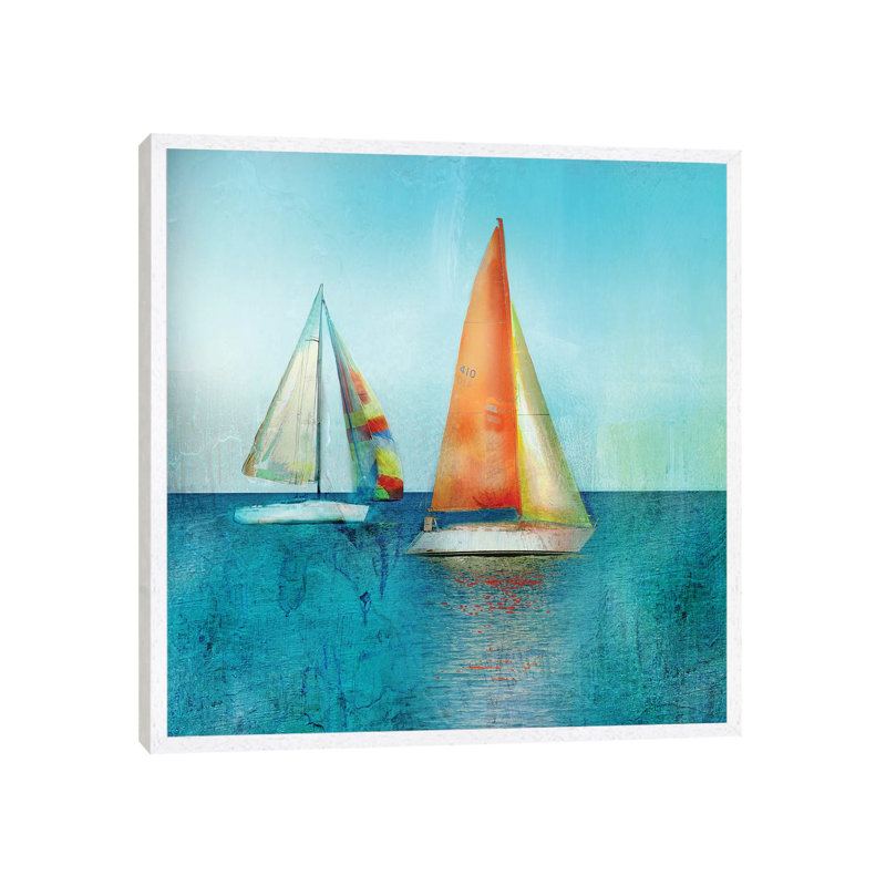 Colour Tint Sail - Painting on Canvas, 93.98 cm H x 93.98 cm W, White Framed