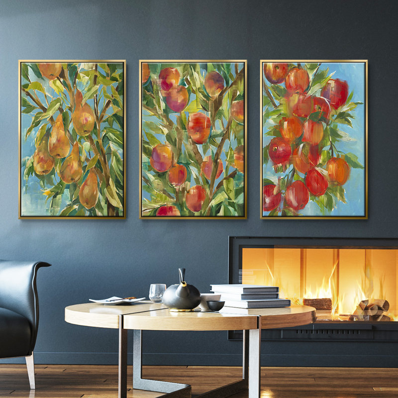 «In A Pear Tree», ensemble de 3 reproductions encadrées prêtes à accrocher encadrées sur toile, H 40 po x l 78 po