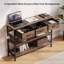 Console moderne en bois de 43,3 po avec 3 tiroirs en tissu, un canapé d'entrée rectangulaire étroit avec station de charge et des tablettes ouvertes pour les couloirs, les salons et les petits espaces-1022265191