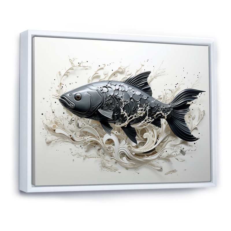 Marine Life Fish Magic Animals sur toile, Cadre flottant blanc, H 12 po x l 20 po x P 1 po