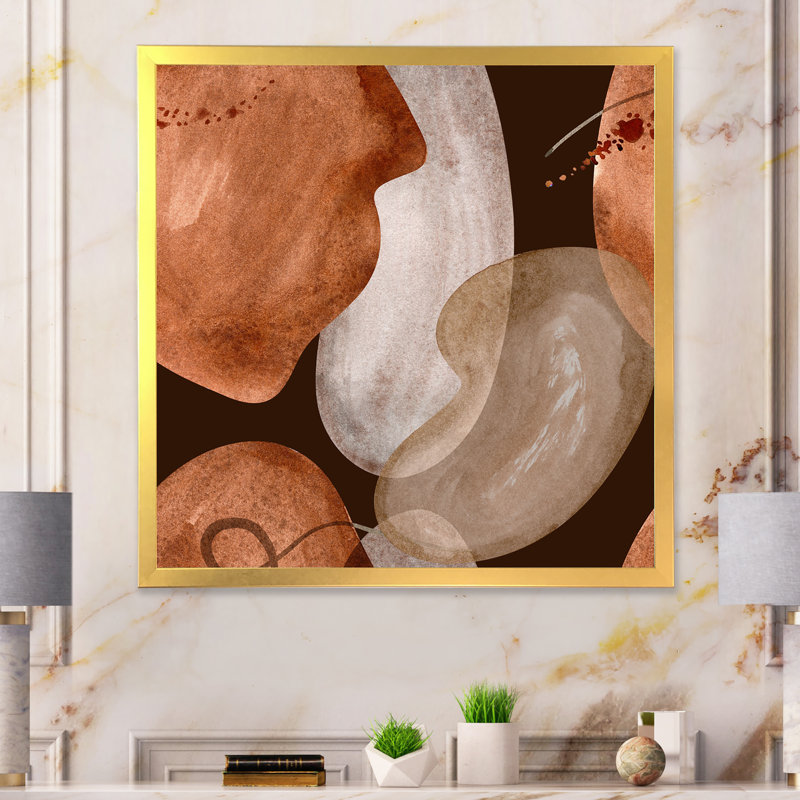 Décoration murale Mid-Century Earth Tones - Mid-Century, H 36 po x l 36 po x P 1 po, Cadre photo doré