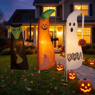 Nylon Halloween Flags Set of 3 60"H