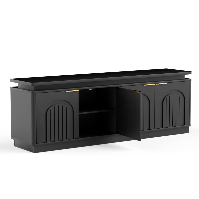Buffet Quinnlynn 4 portes de 65,7 po L, Noir