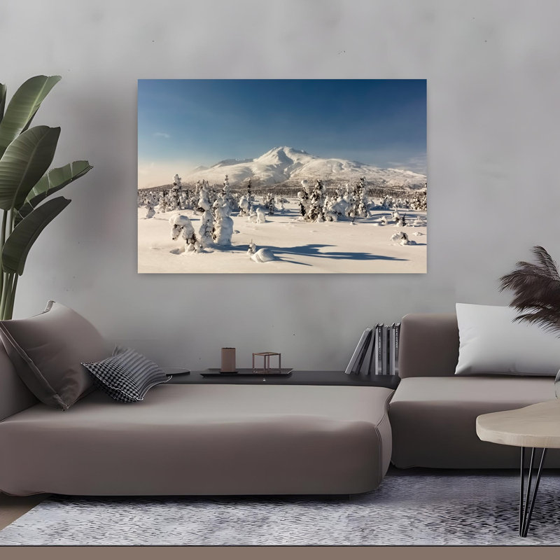 Couvertures enneigées profondes, art contemporain de montagne de la Taïga près du col de Tahneta, Alaska, H 48 po x l 32 po