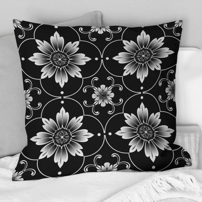 Coussin Mid-Century noir et blanc quadrilobe Mid-Century