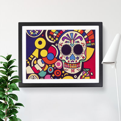 Entrancing Floral Sugar Skull Abstract - Single Picture Frame Painting