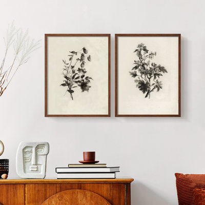 «Vintage Floral LXVII», impression giclée sur cadre - ensemble de 2