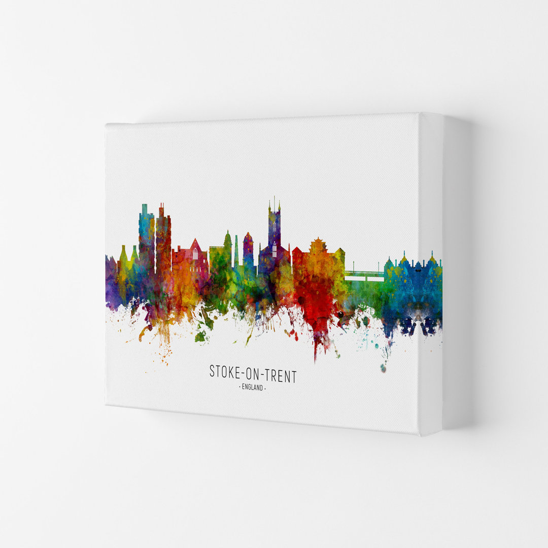 Stoke-on-Trent England Skyline by Michael Tompsett - Print