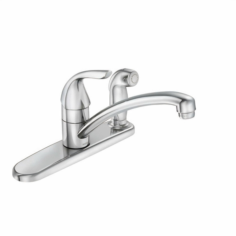 MOEN Adler Single-Handle Low Arc Kitchen Faucet with in Deck Side Sprayer in Chrome