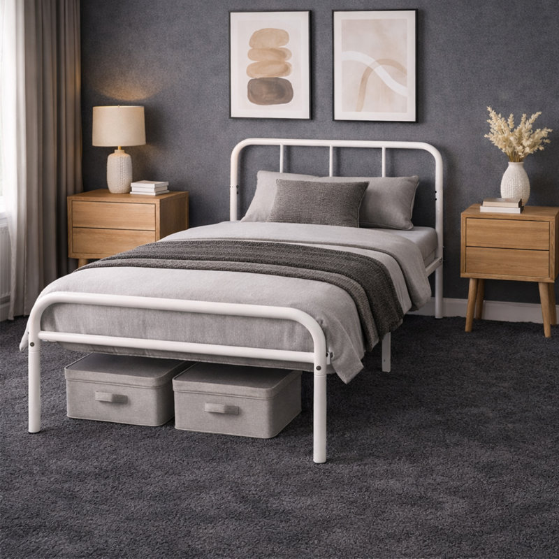 Charlesworth Metal Bed, Single (3'), White