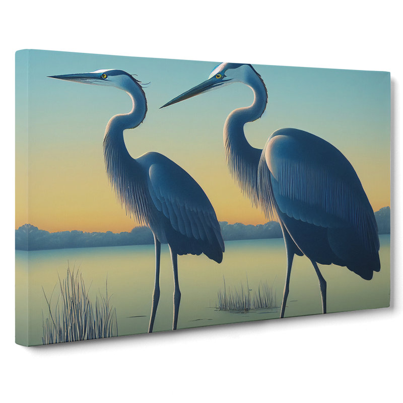 Two Heron Birds - Wrapped Canvas, 50cm H x 76cm W x 3cm D