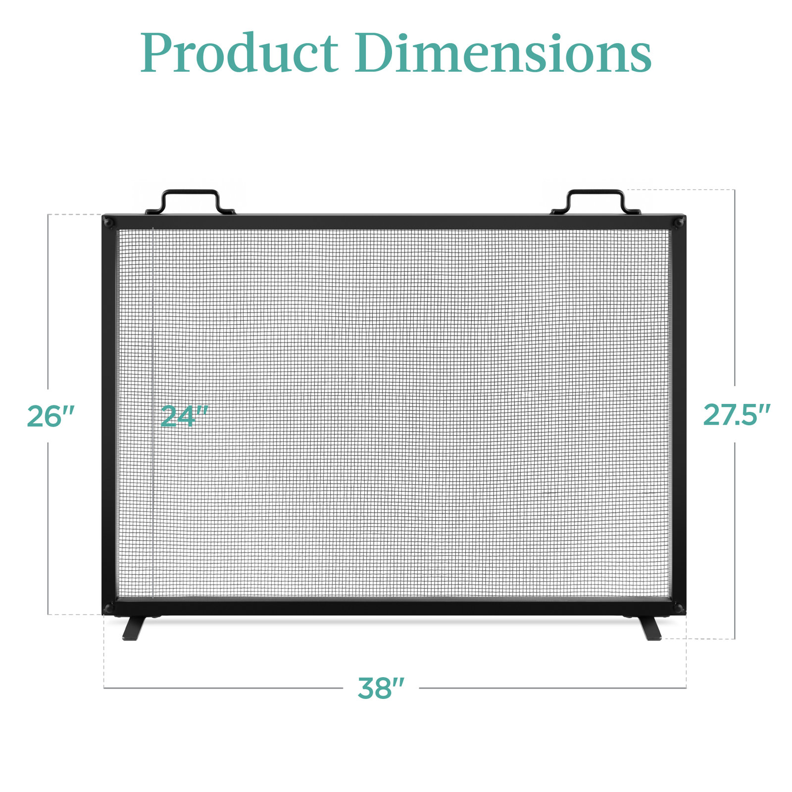 Cassiano Fireplace Screen with Handles, Black