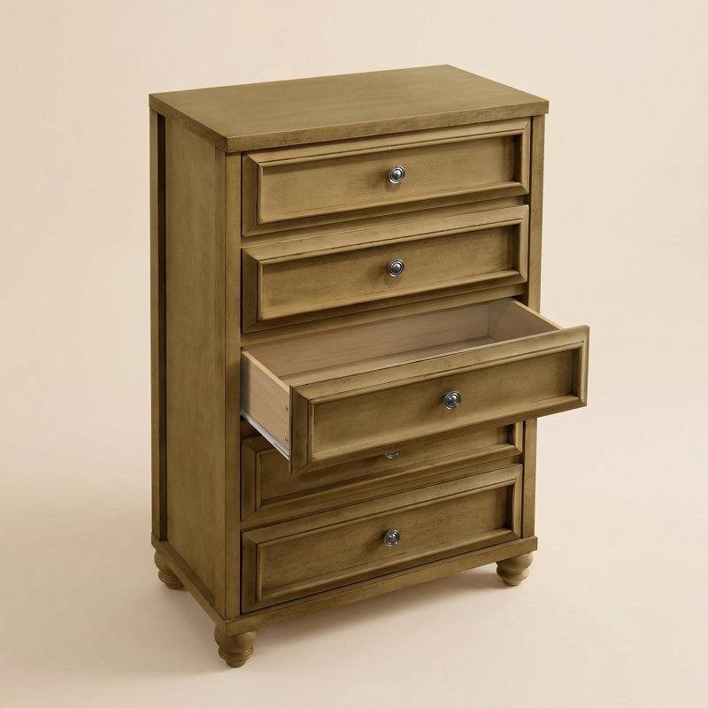Commode 5 tiroirs Caskey, Chêne antique