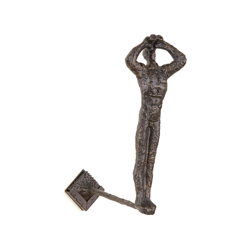 15.5" Black Metal Looking Up Wall Sculpture