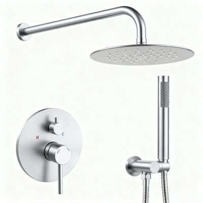 Ensemble de robinet de douche mural avec pomme de douche à effet de pluie 10 po et robinet de douche à main