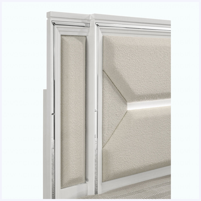 Ensemble de chambre avec très grand lit blanc 4 pièces Eastern, 4 Pcs: Bed, Nightstand, Dresser, Mirror, King