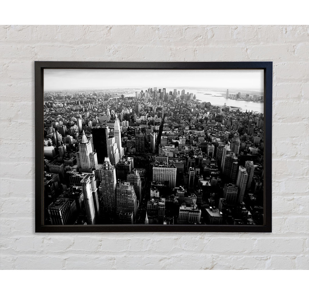 Ariel View Of Chicago B N W - Single Picture Frame Kunstdrucke auf Leinwand