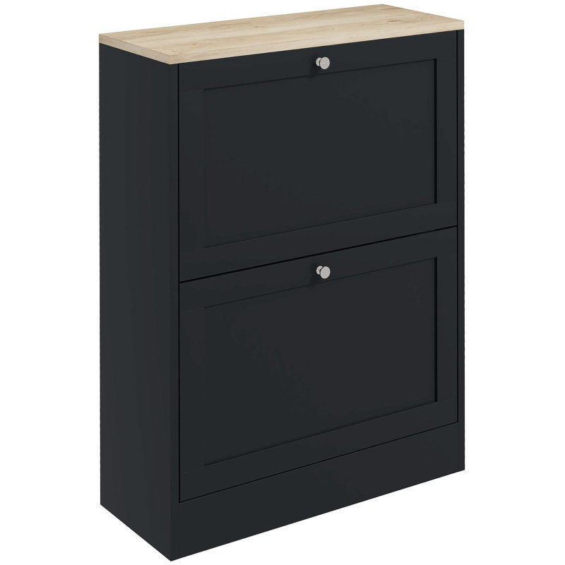 Slim Shoe Cabinet For Entryway, Modern Hidden Shoe Storage Cabinet With 2 Flip Drawers And Adjustable Shelves For 12 Pairs Of Shoes, Black