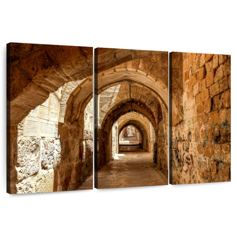 Ruelle de ruelle en pierre à Jérusalem, H 36 po x l 57 po