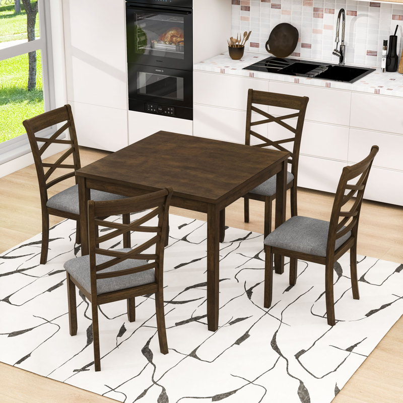 Ensemble de table de salle à manger 5 pièces en bois avec 4 chaises