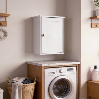 White Bathroom Wall Cabinet 1 Door 1 Shelf