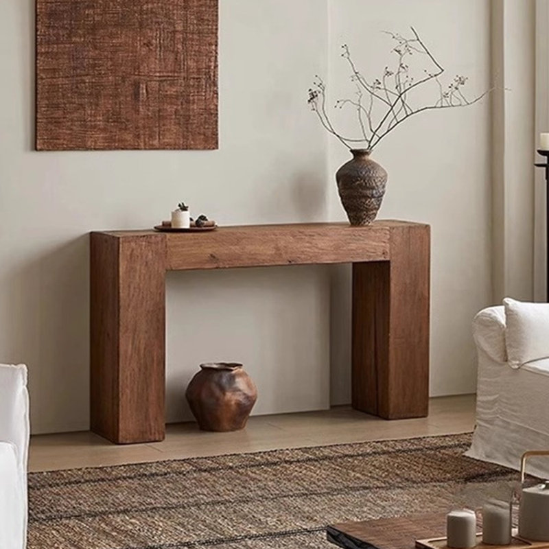 Console moderne et simple en bois massif, H 31,05 po x l 62,9 po x P 11,8 po