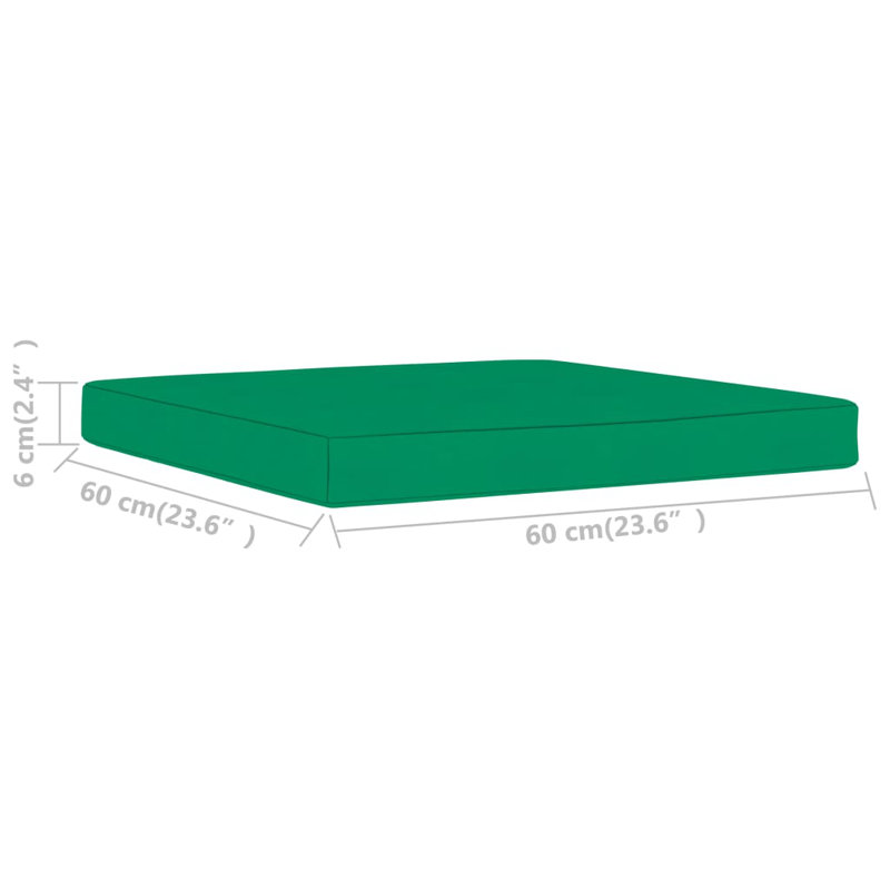 Outdoor Seat Cushion, Green, 2.4" H x 23.6" W x 23.6" D
