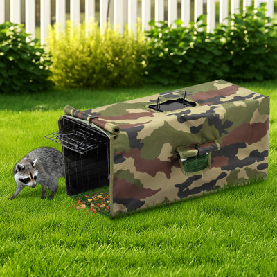 32" Black Foldable Animal Trap With Camo Cover