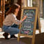 Wooden A Board Pavement Sign, 75x66x40 CM | Double Sided Outdoor Chalkboard | Heavy Duty Blackboard Sandwich Board for Cafe, Restaurant, Pub or Shop
