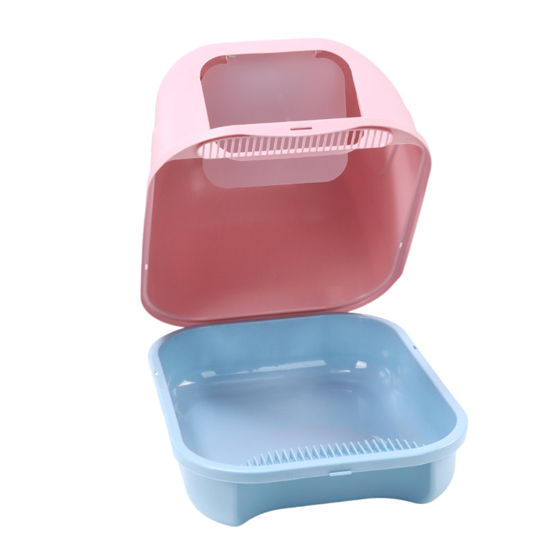 Bay Fully Enclosed Large Cat Litter Box, Pink