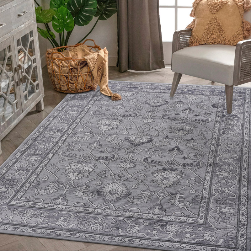 5X7 Grey Loom & Area Rug - Non-Shedding, Stylish For Dining Room, Eat-In Kitchen, Entryway , Home Office, Entryway, Nursery