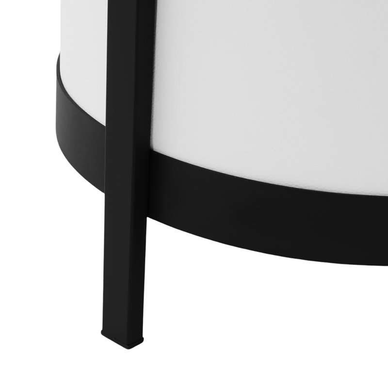 Table de bout ronde pour canapé avec port USB et station de charge sans fil 13,78 x 24,4 po (D * H), Noir / blanc