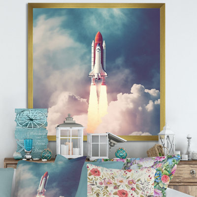 Impression sur toile, "vaisseau spatial qui prend son envol I"