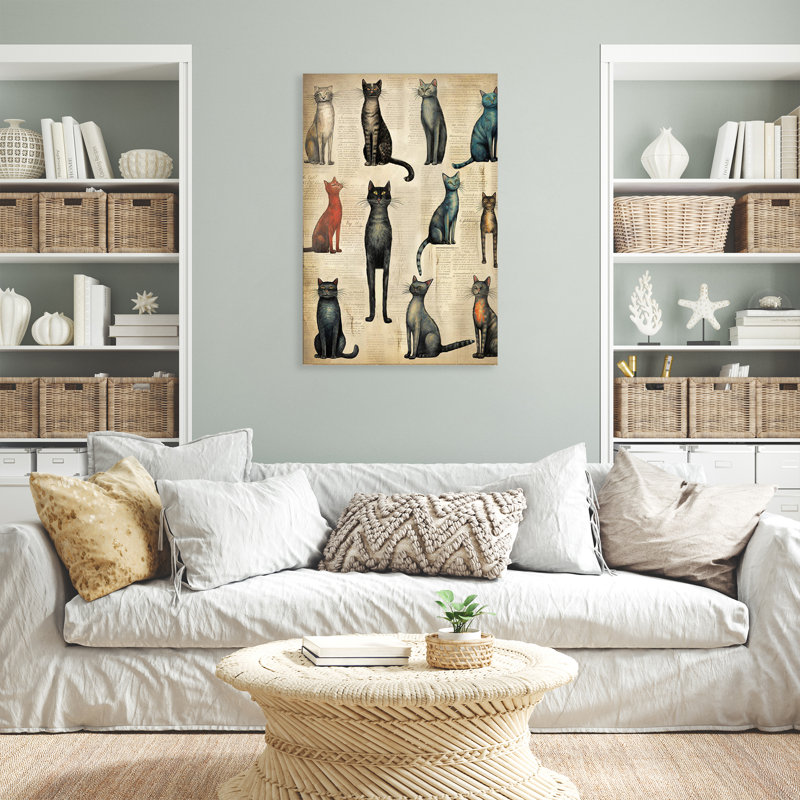 Connaissance du chat - 1 pièce, impression sur toile tendue, H 36 po x l 24 po x P 1,25 po