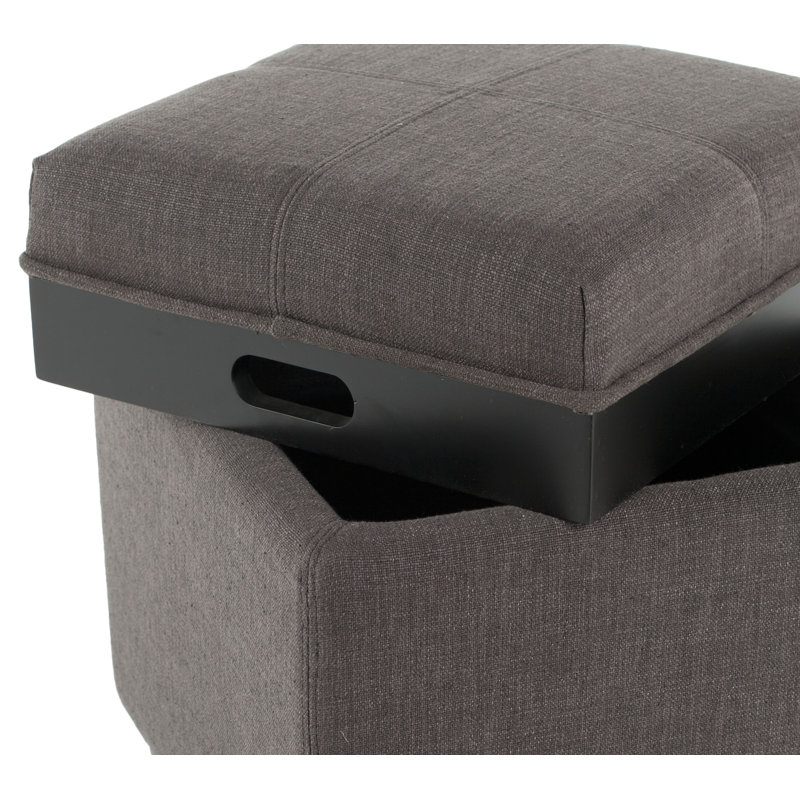 Sedat Upholstered Ottoman, Charcoal Brown